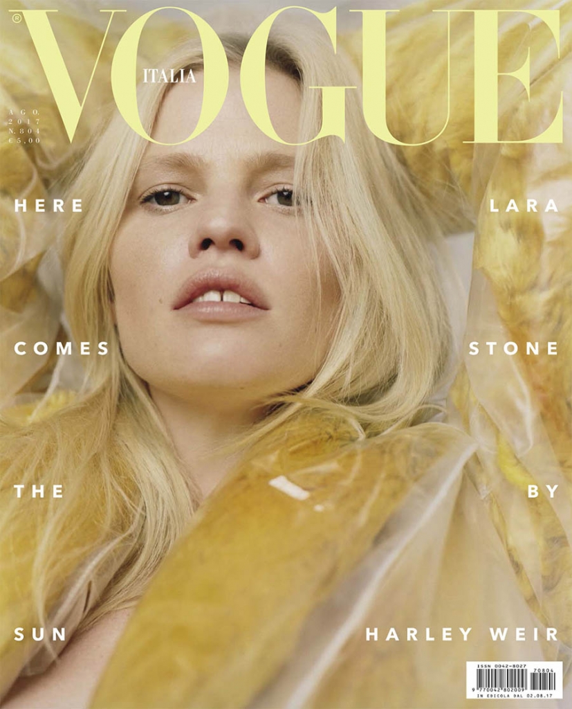 Lara Stone covers Vogue Italia August 2017