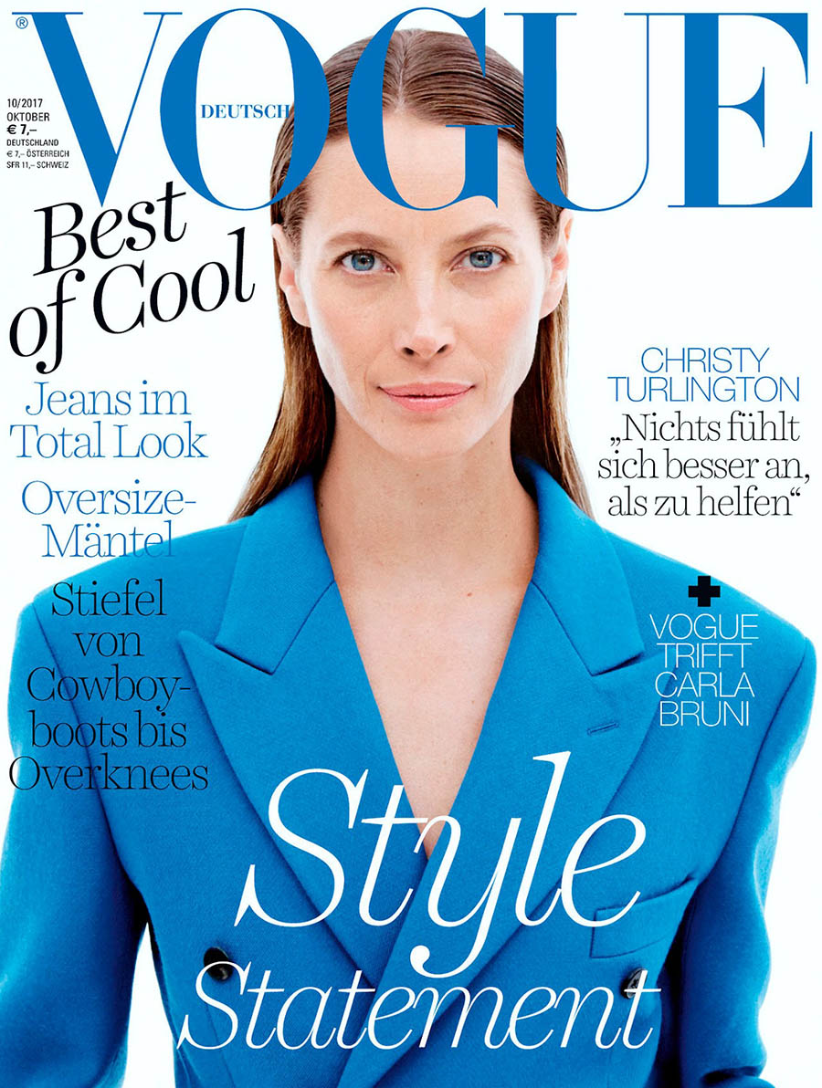 Christy Turlington covers Vogue Germany October 2017 by Daniel Jackson