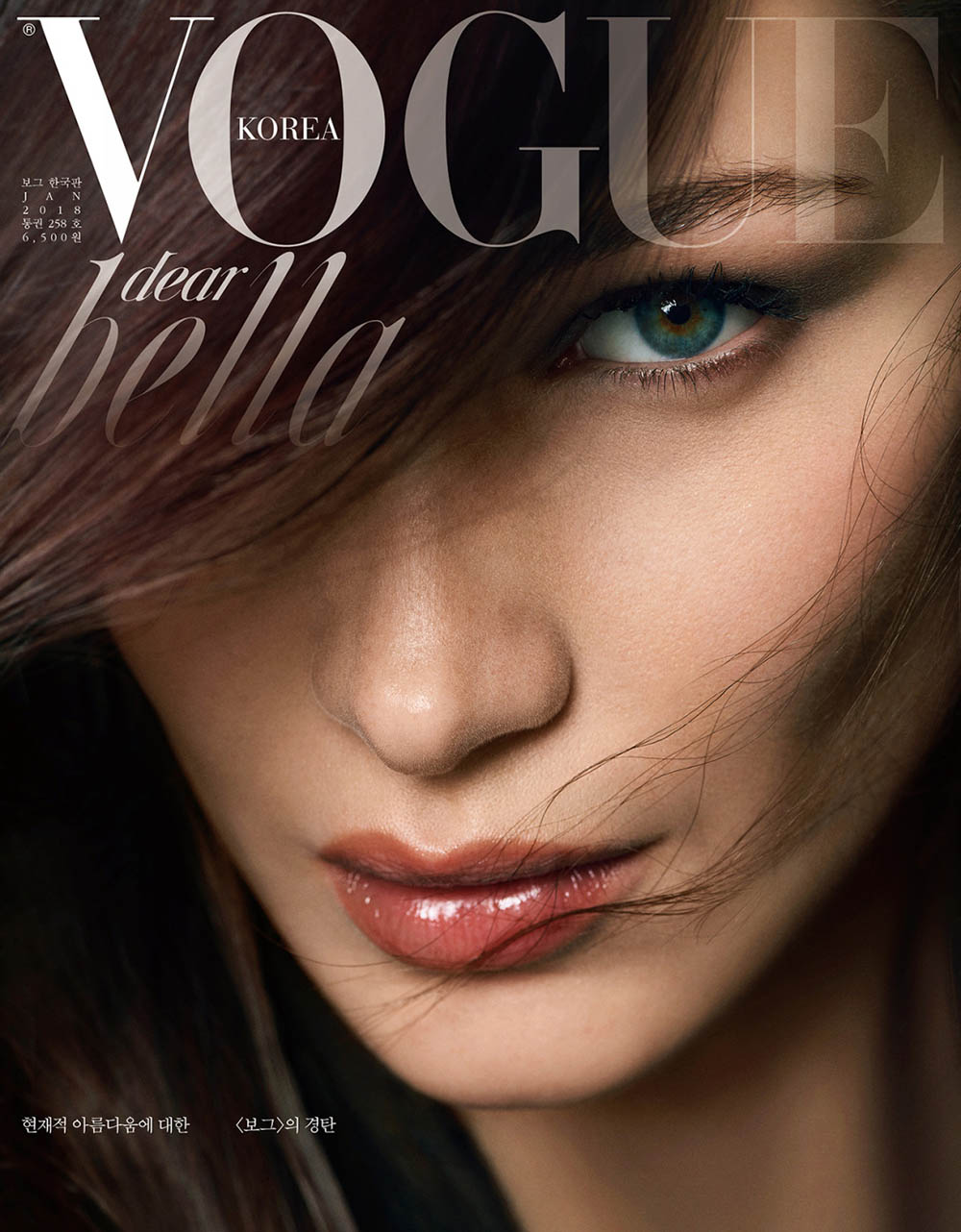 Bella Hadid covers Vogue Korea January 2018 by Ahn Joo Young