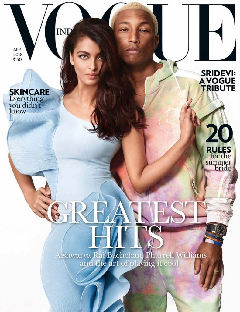Aishwarya Rai Bachchan and Pharrell Williams cover Vogue India April 2018 by Greg Swales