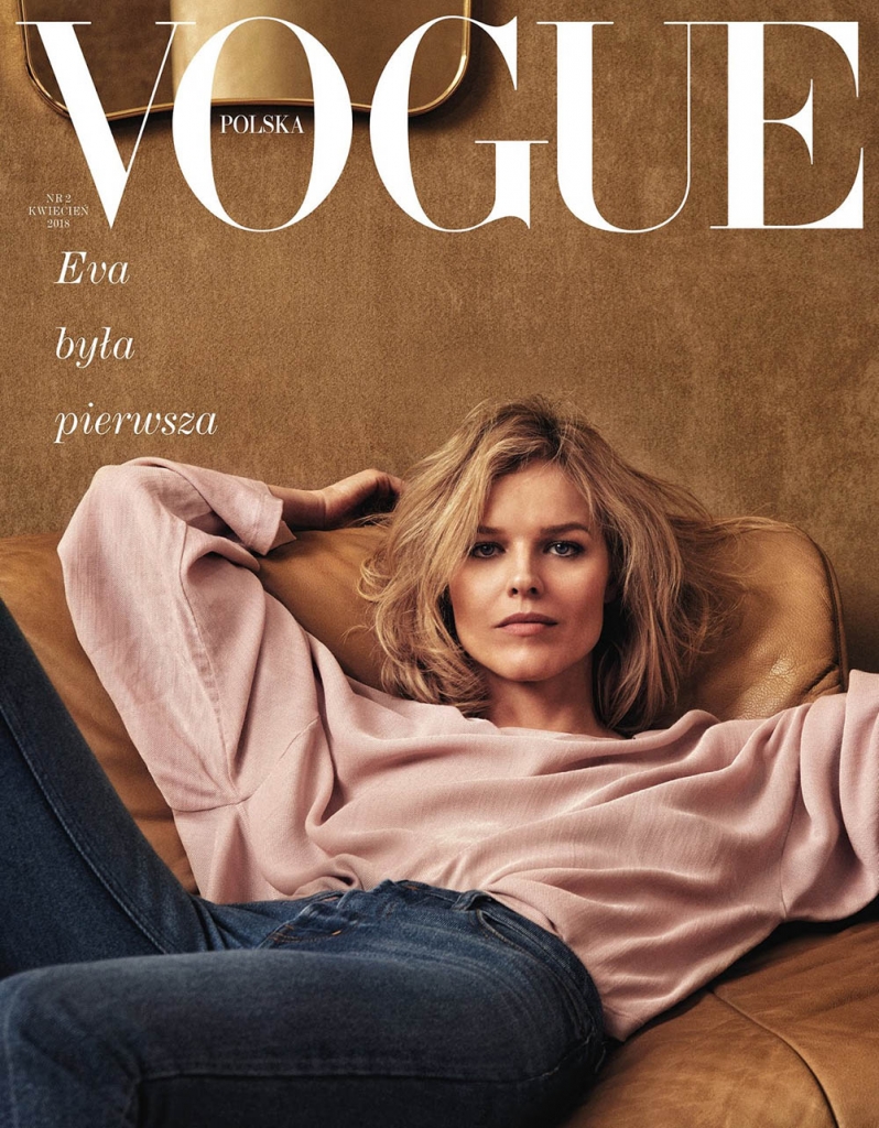Eva Herzigova covers Vogue Poland April 2018 by Chris Colls