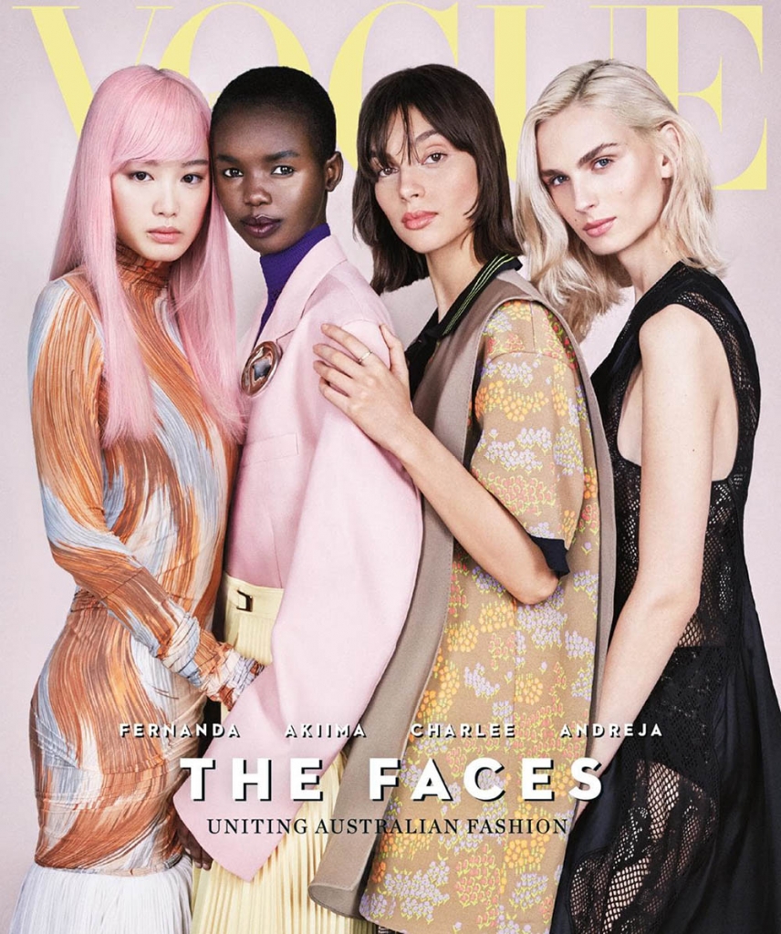 Fernanda Ly, Akiima, Charlee Fraser and Andreja Pejić cover Vogue Australia April 2018 by Patrick Demarchelier