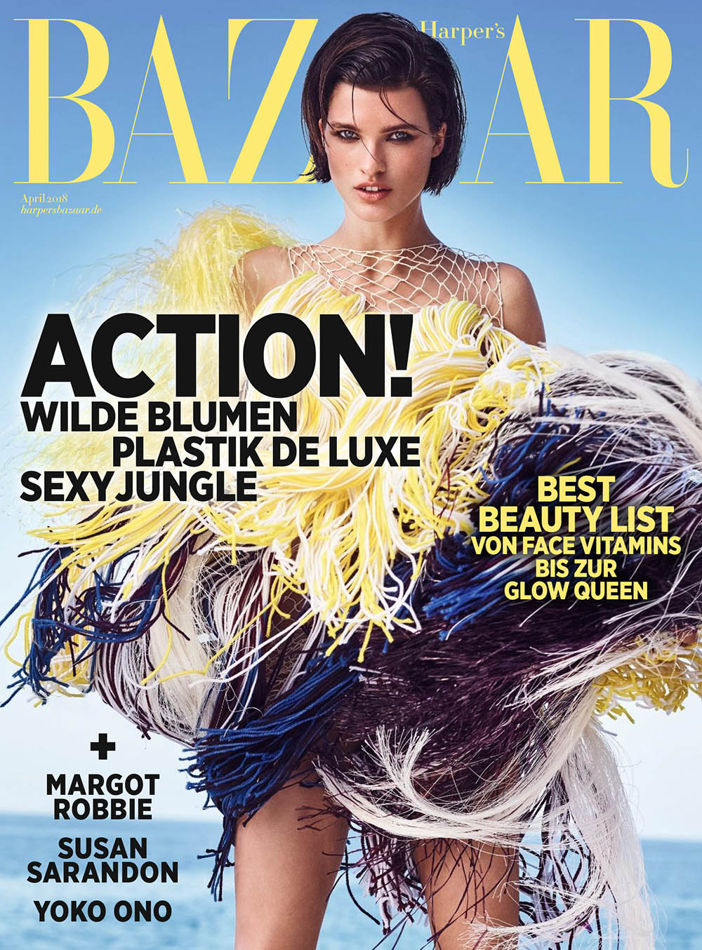 Julia van Os covers Harper’s Bazaar Germany April 2018 by Marcin Tyszka