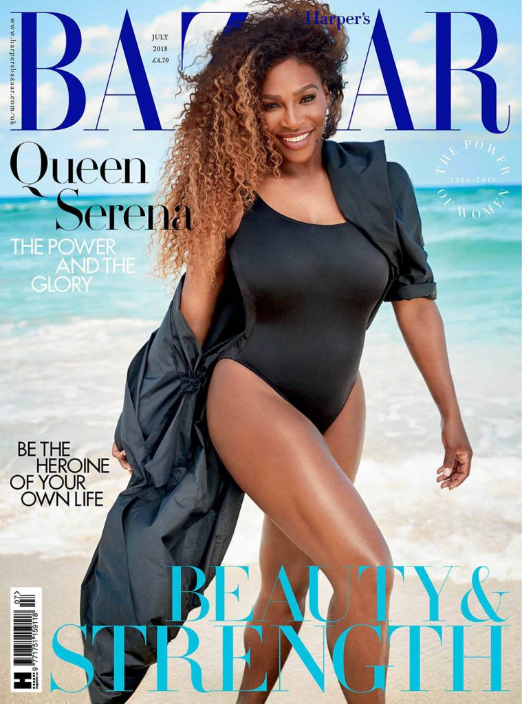 Serena Williams covers Harper’s Bazaar UK July 2018 by Richard Phibbs