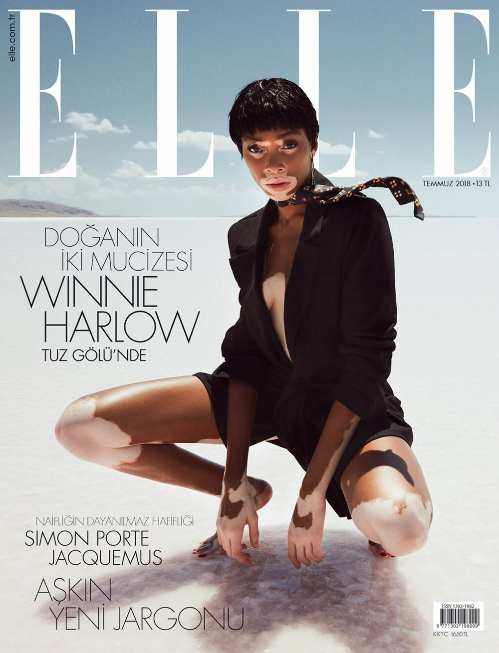 Winnie Harlow covers Elle Turkey July 2018 by Emre Guven