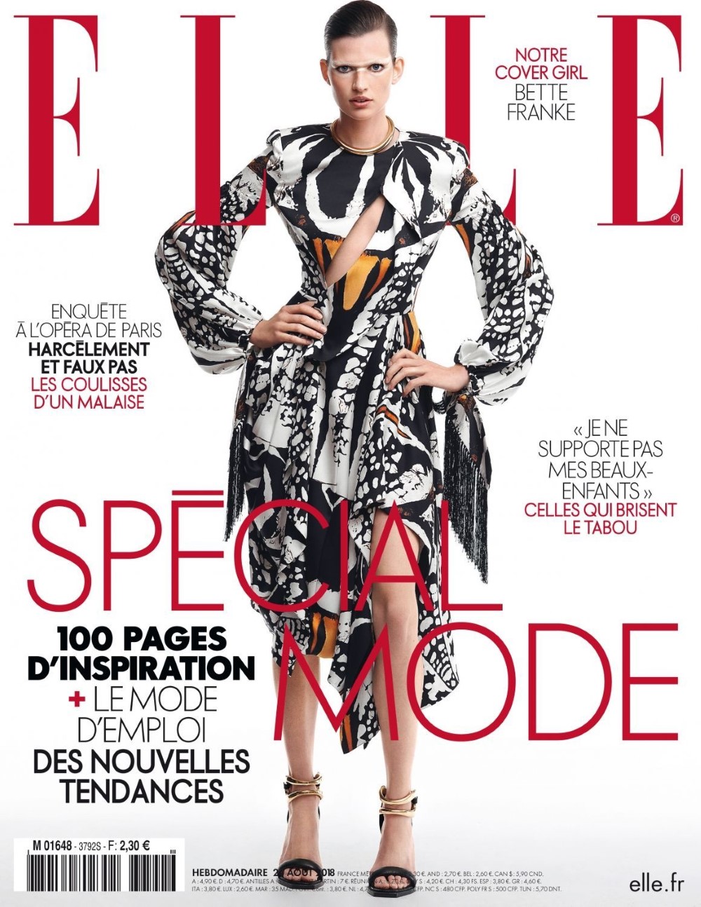 Bette Franke covers Elle France August 24th, 2018 by Sam Hendel