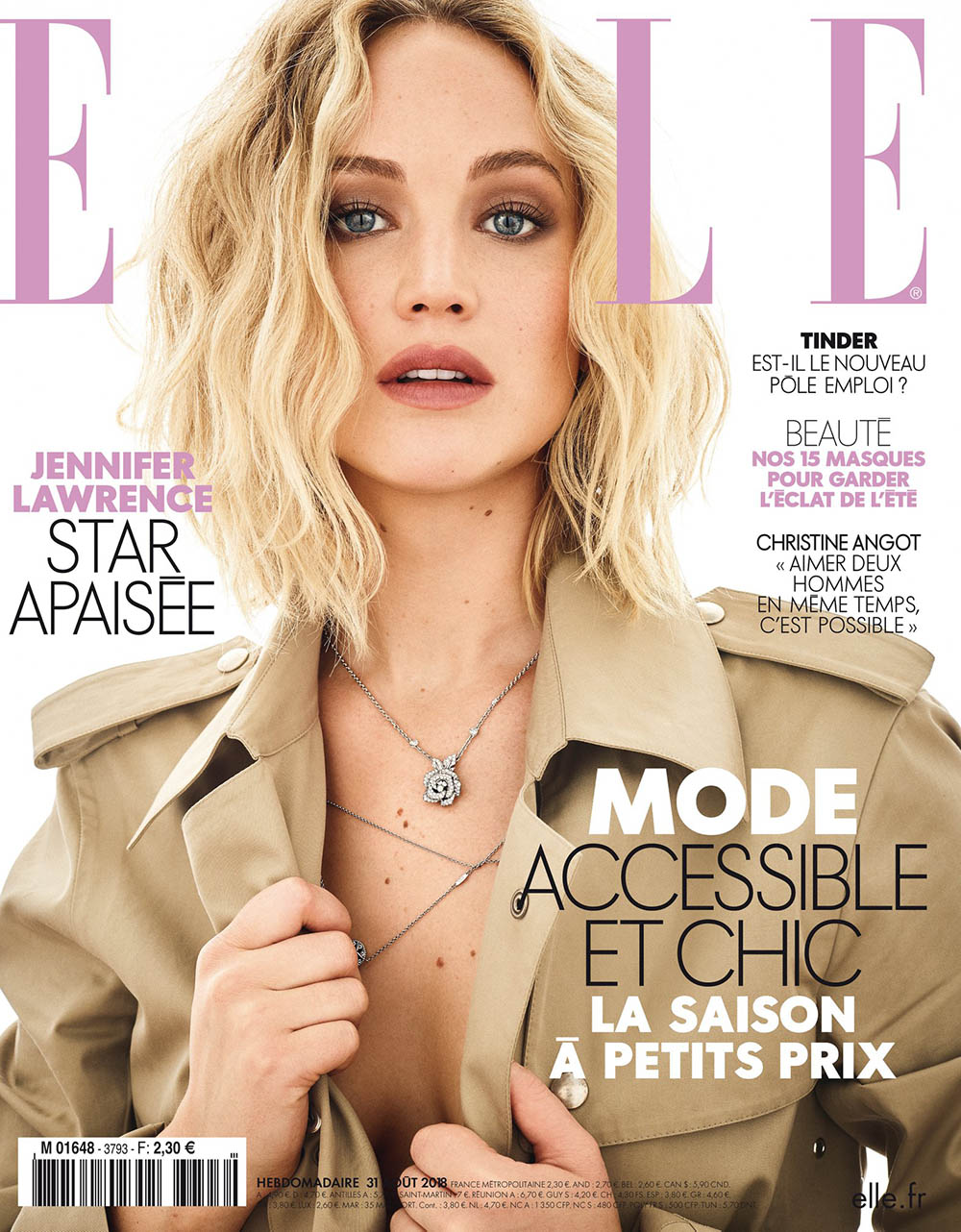 Jennifer Lawrence covers Elle France August 31st, 2018 by Mark Seliger