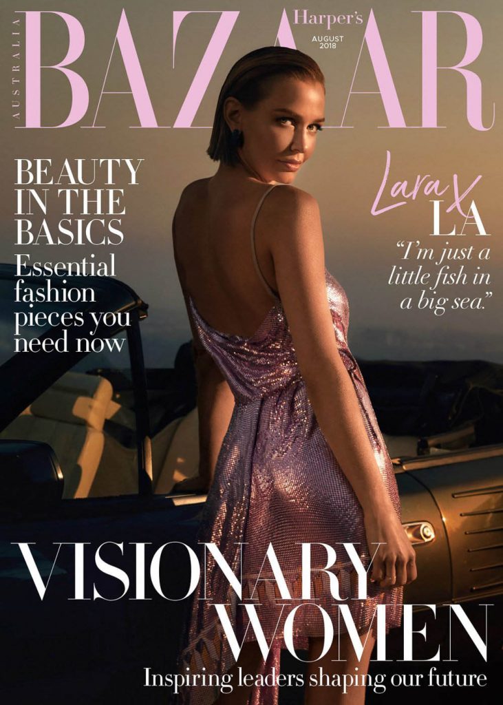 Lara Worthington covers Harper’s Bazaar Australia August 2018 by Darren McDonald