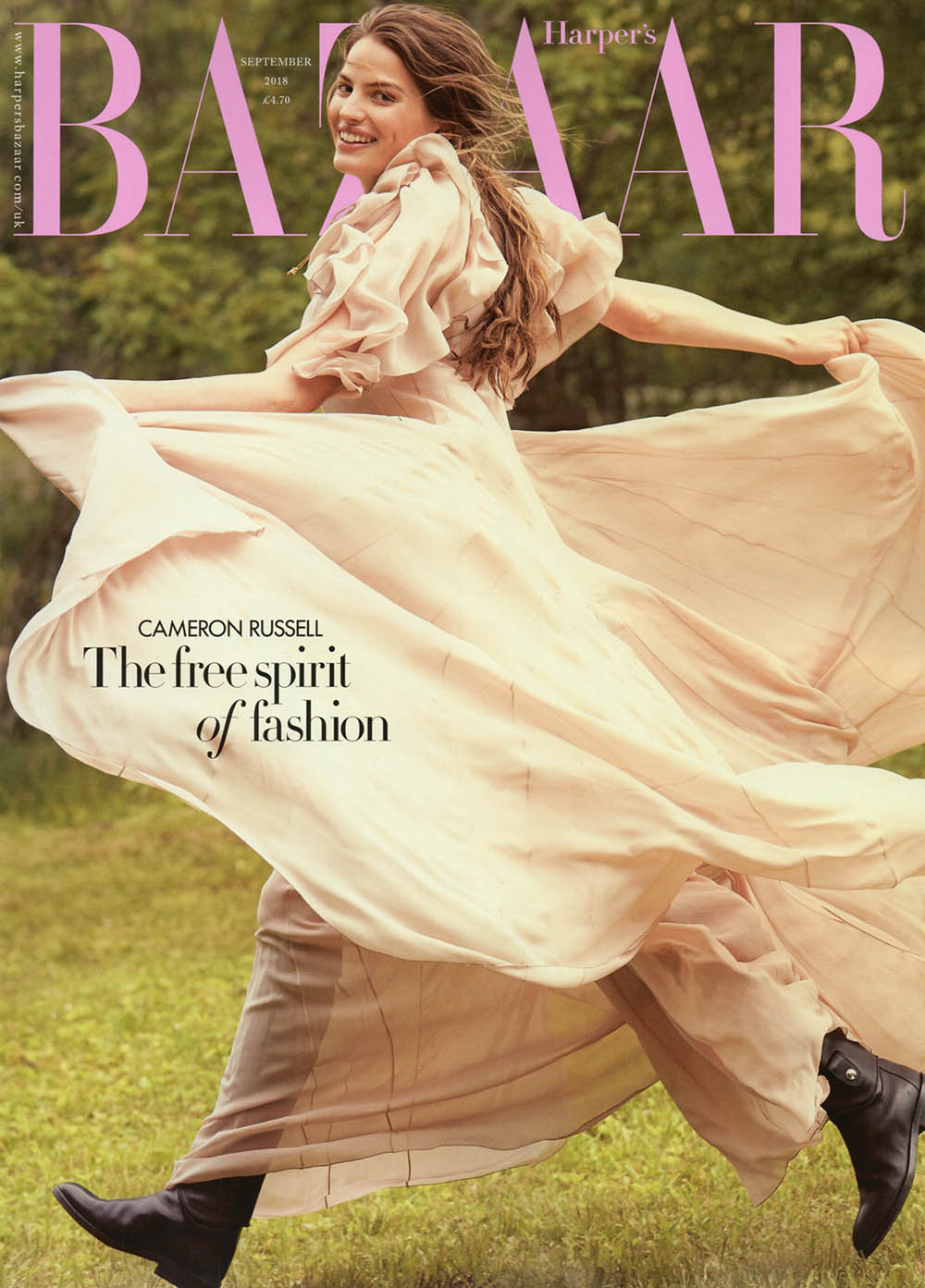 Cameron Russell covers Harper’s Bazaar UK September 2018 by Will Davidson