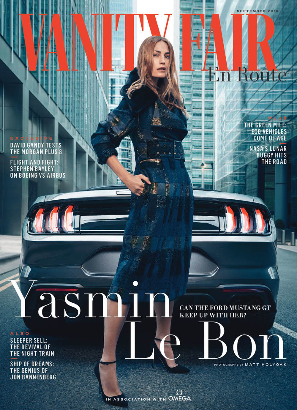Yasmin Le Bon covers Vanity Fair UK En Route September 2018 by Matt Holyoak