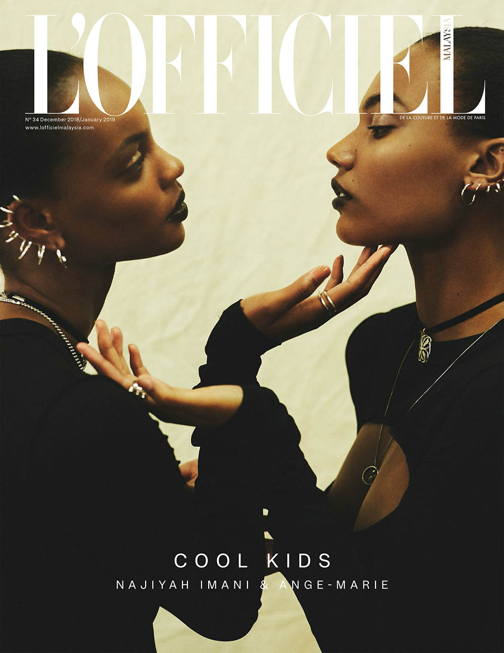 Ange-Marie and Najiyah Imani cover L’Officiel Malaysia December 2018 January 2019 by Hao Zeng