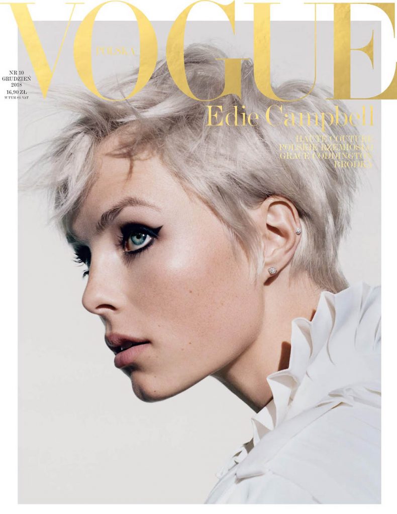 Edie Campbell covers Vogue Poland December 2018 by Felix Cooper