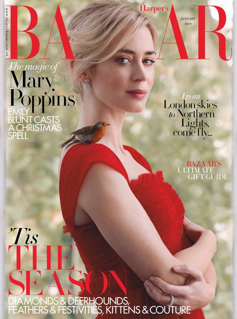 Emily Blunt covers Harper’s Bazaar UK January 2019 by Richard Phibbs