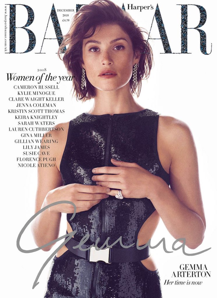 Gemma Arterton covers Harper’s Bazaar UK December 2018 by Richard Phibbs