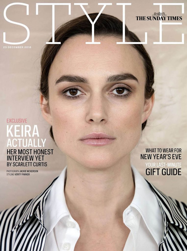 Keira Knightley covers The Sunday Times Style December 23rd, 2018 by Jackie Nickerson
