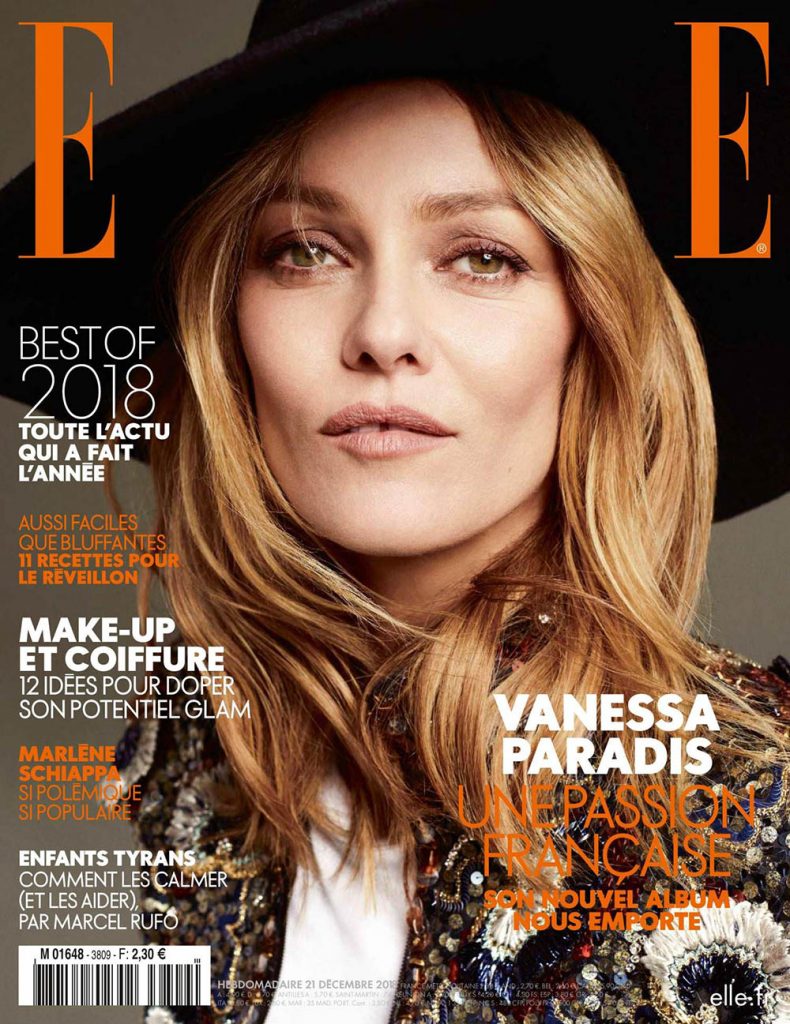 Vanessa Paradis covers Elle France December 21st, 2018 by Philip Gay