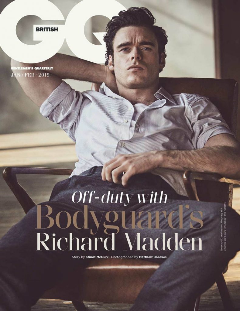 Richard Madden covers British GQ January February 2019 by Matthew Brookes