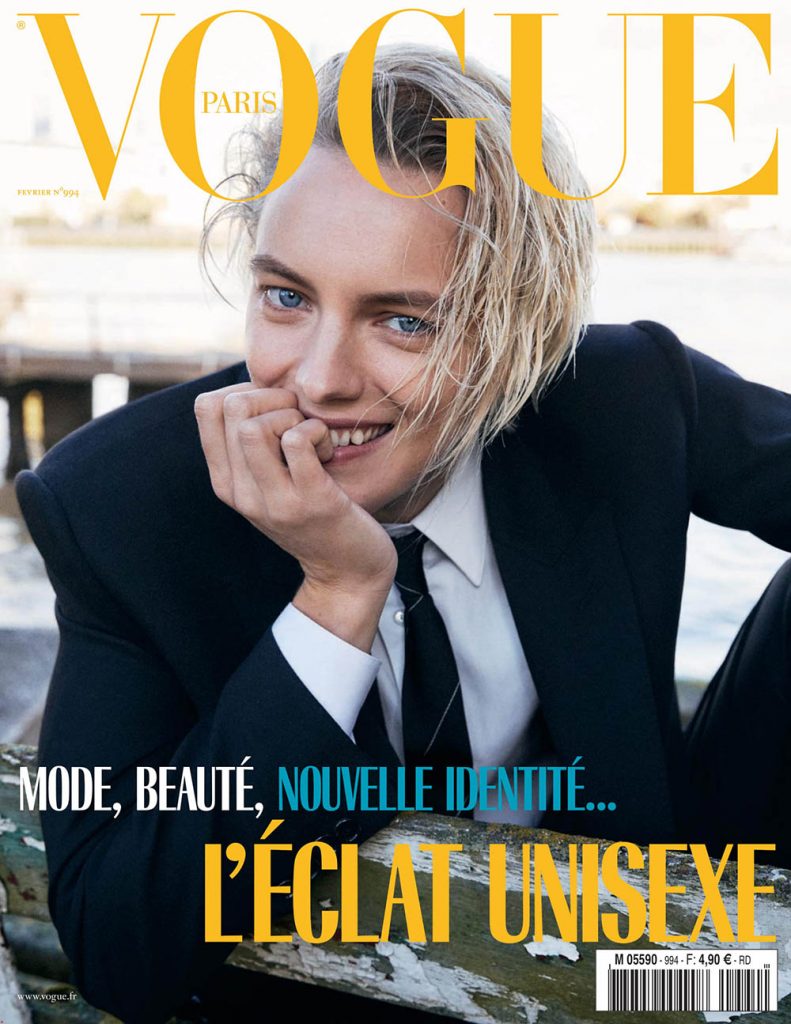 Erika Linder covers Vogue Paris February 2019 by Mikael Jansson