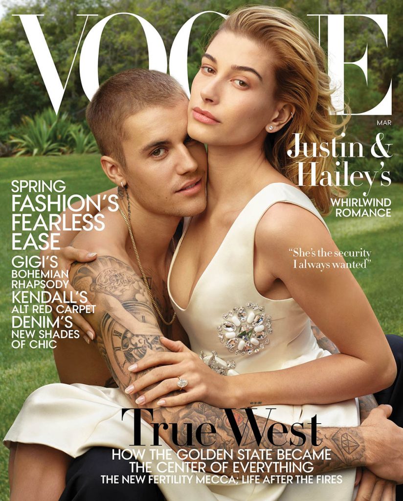 Justin and Hailey Bieber cover Vogue US March 2019 by Annie Leibovitz