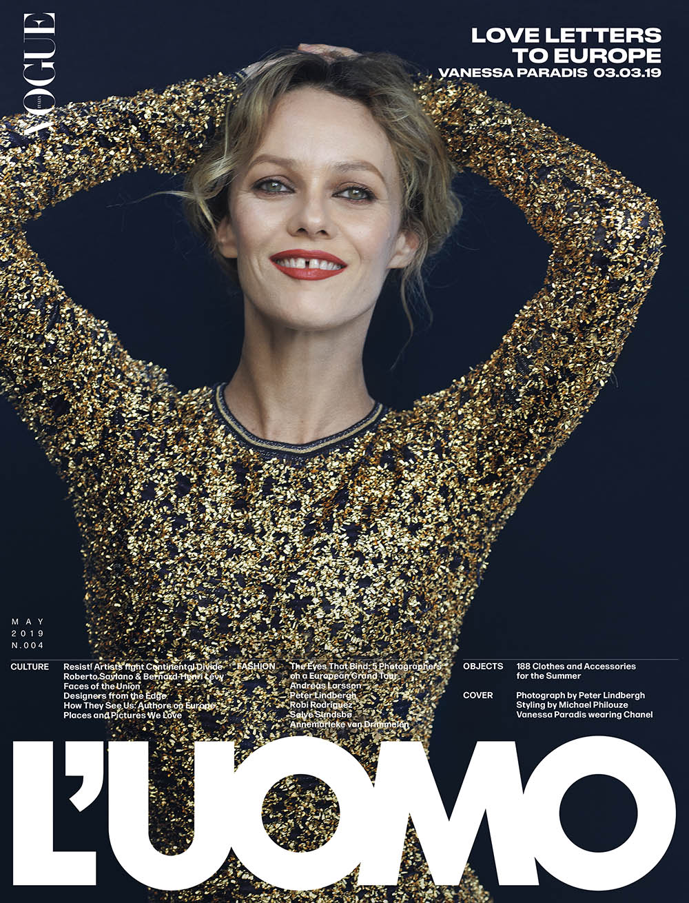 Vanessa Paradis covers L'Uomo Vogue May 2019 by Peter Lindbergh