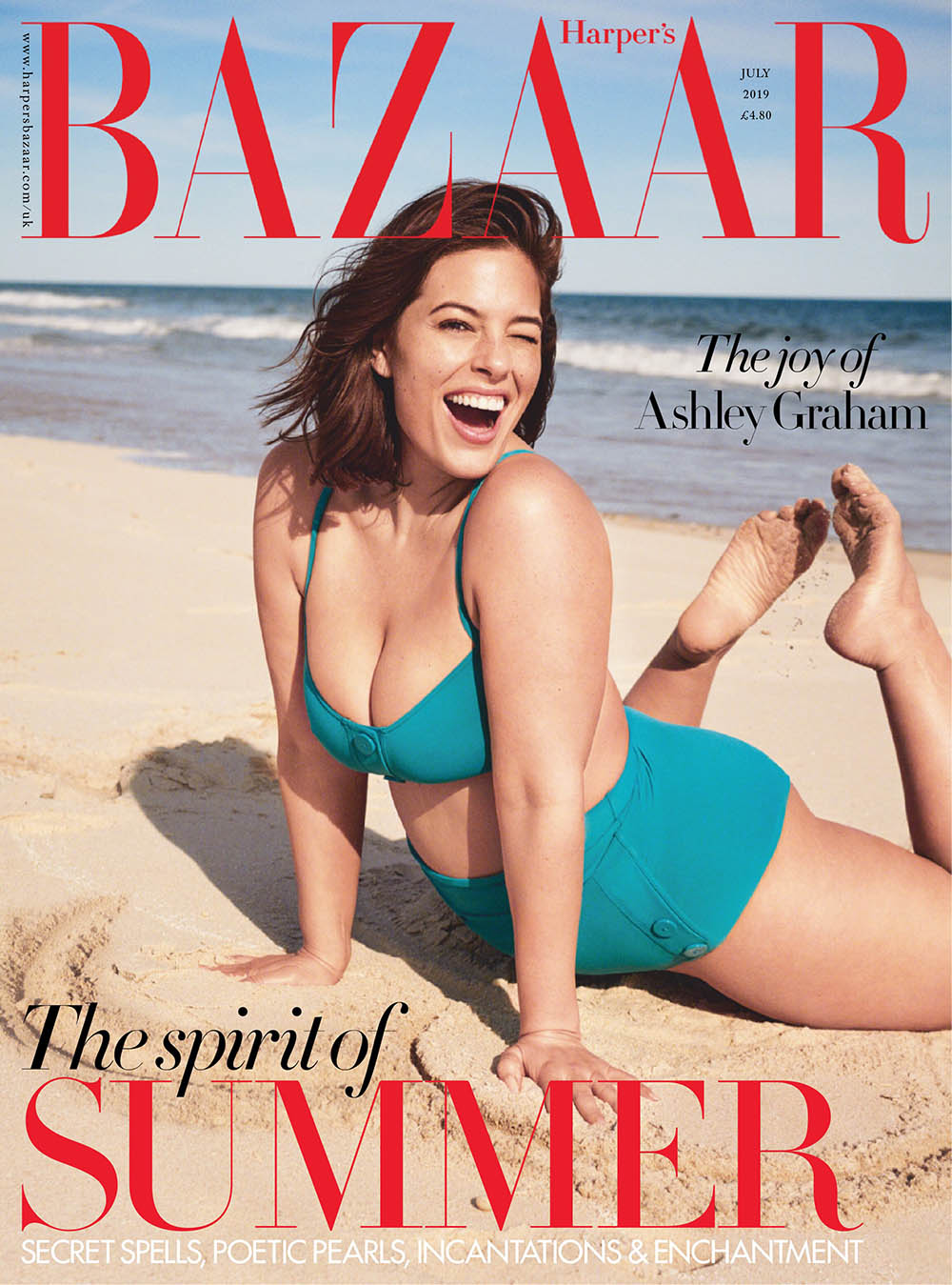 Ashley Graham covers Harper’s Bazaar UK July 2019 by Pamela Hanson