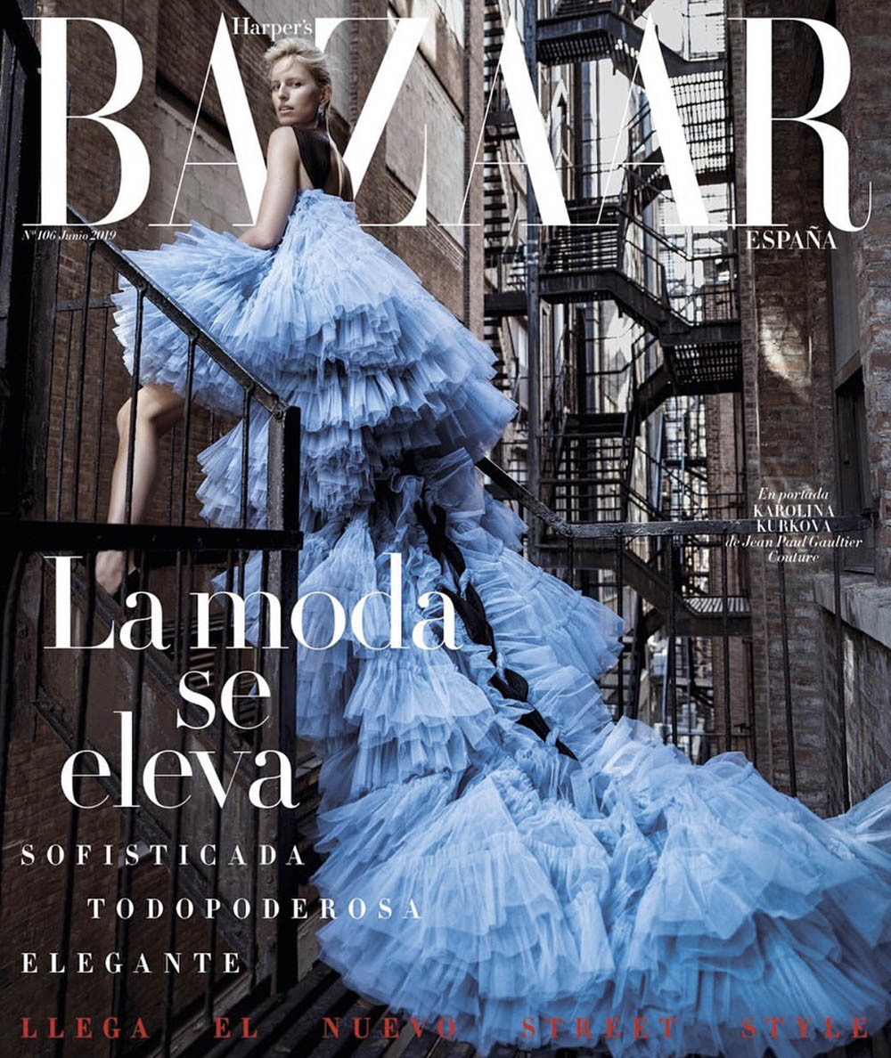 Karolina Kurkova covers Harper’s Bazaar Spain June 2019 by Juankr