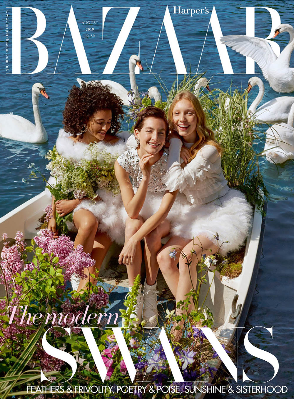 Mélodie Vaxelaire, Heather Kemesky and Demy de Vries cover Harper’s Bazaar UK August 2019 by Agata Pospieszynska
