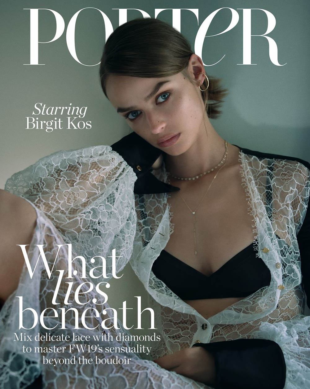 Birgit Kos covers Porter Magazine October 25th, 2019 by Stas Komarovski