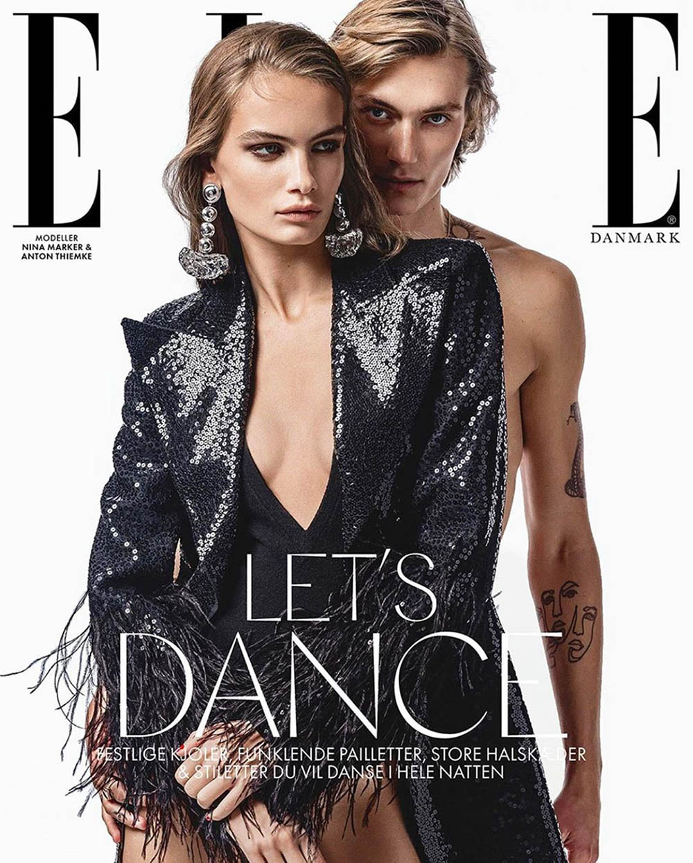 Nina Marker and Anton Thiemke cover Elle Denmark November 2019 by Marco van Rijt