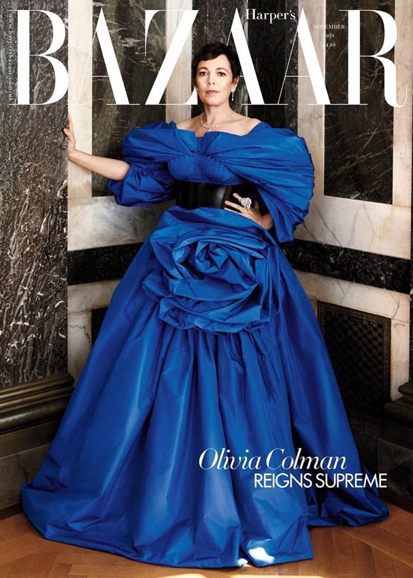 Olivia Colman covers Harper’s Bazaar UK November 2019 by Alexi Lubomirski