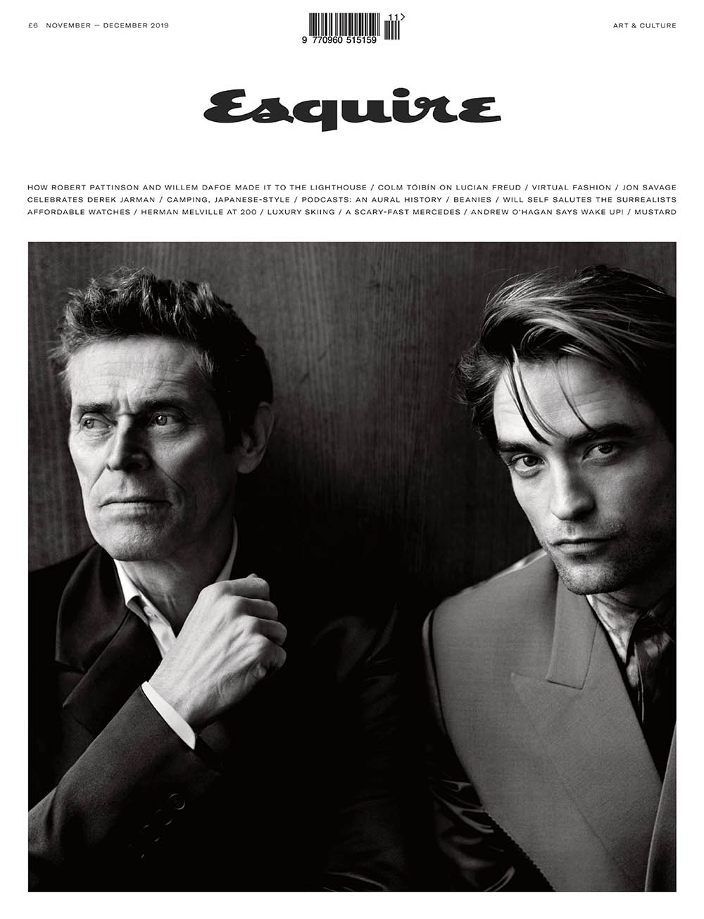 Willem Dafoe and Robert Pattinson cover Esquire UK November December 2019 by Alasdair McLellan