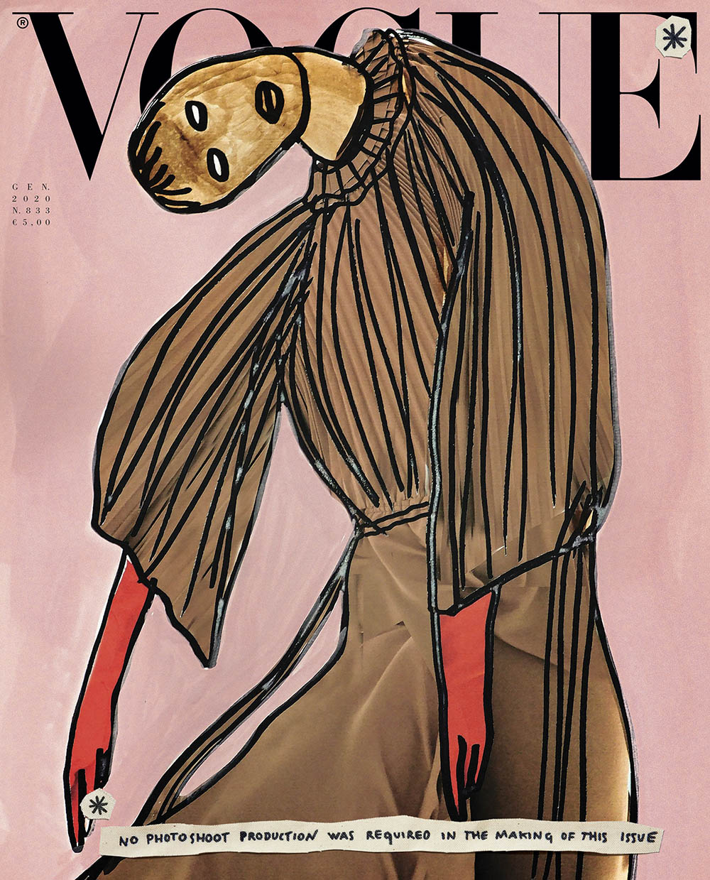 Illustrations for the first time on Vogue Italia January 2020 covers