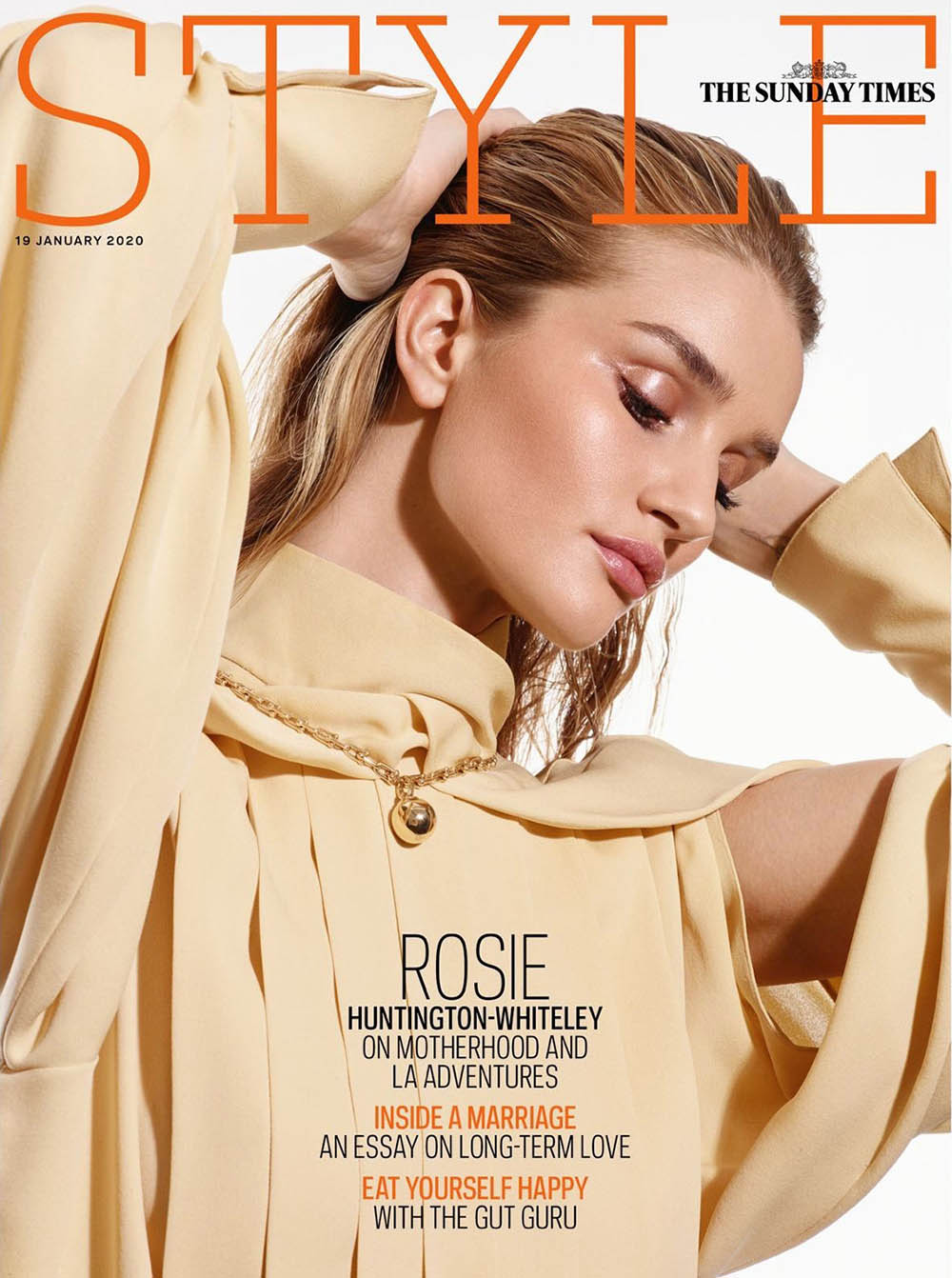 Rosie Huntington-Whiteley covers The Sunday Times Style January 19th, 2020 by David Ferrua