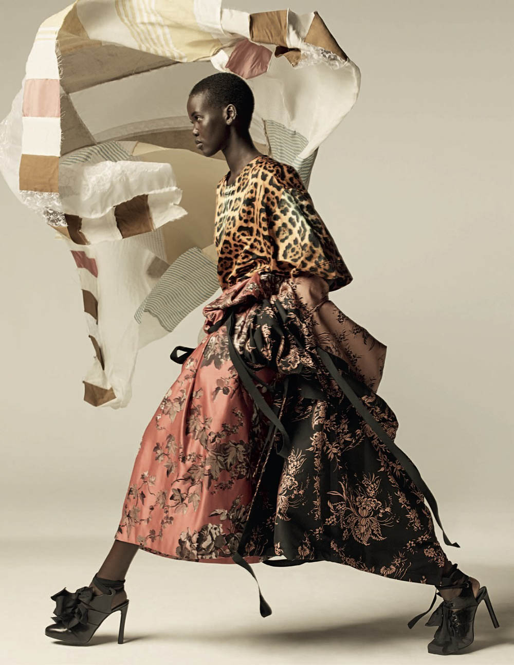 Adut Akech and Rianne van Rompaey by Craig McDean for British Vogue February 2020