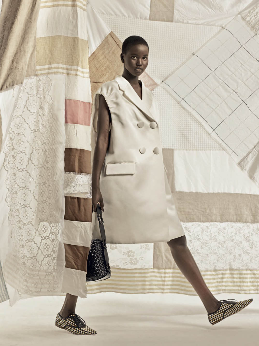 Adut Akech and Rianne van Rompaey by Craig McDean for British Vogue February 2020