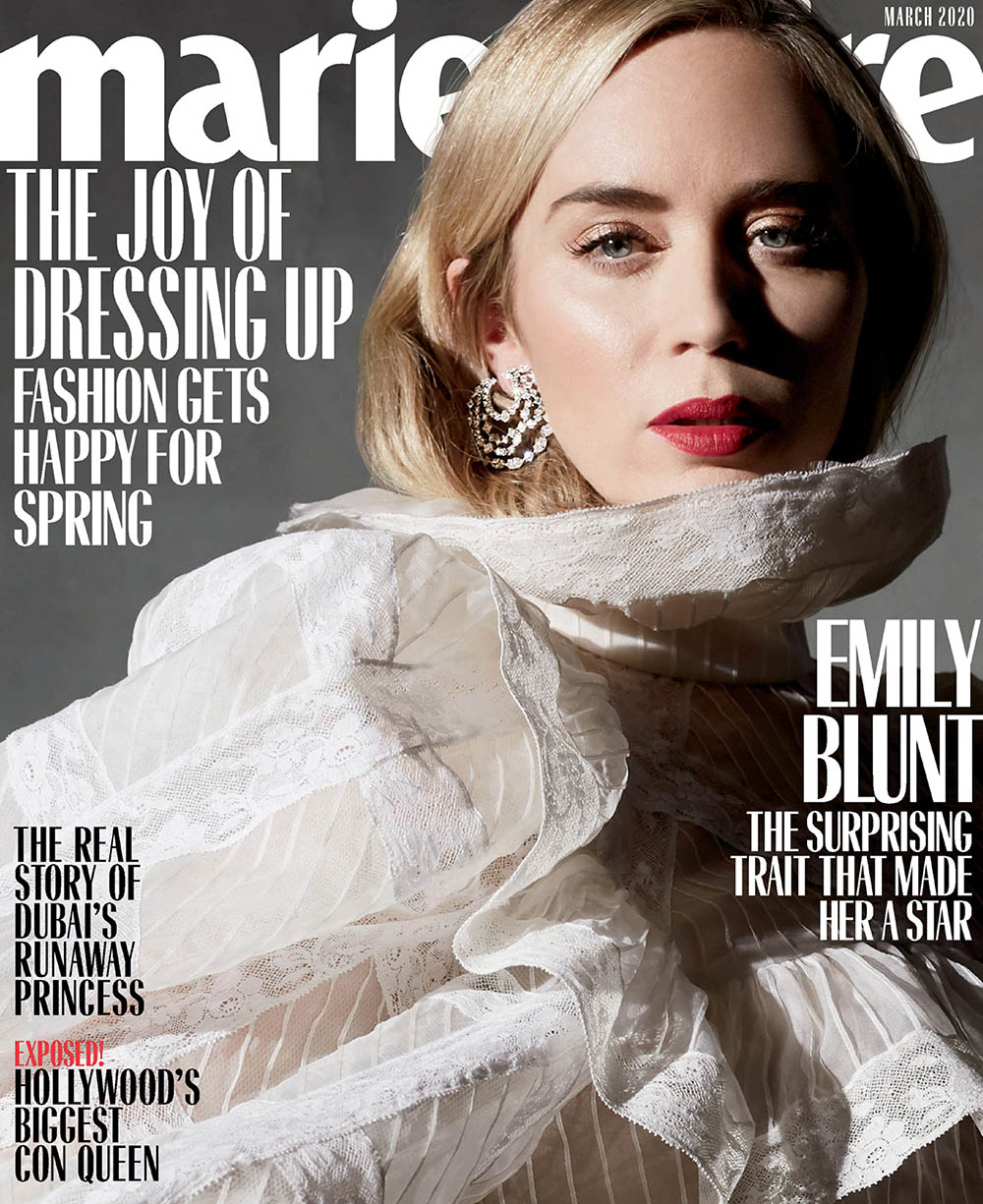 Emily Blunt covers Marie Claire US March 2020 by Denise Hewitt, Lucci Mia and Genesis Gil