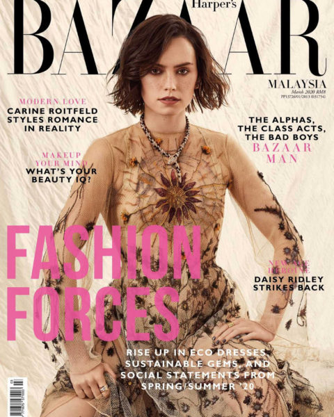 Daisy Ridley covers Harper’s Bazaar Malaysia March 2020 by Lara Jade