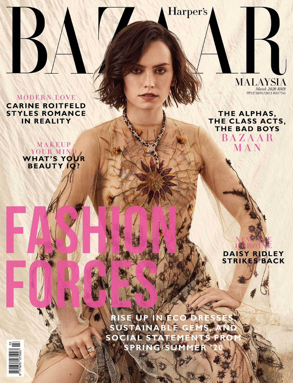 Daisy Ridley covers Harper’s Bazaar Malaysia March 2020 by Lara Jade