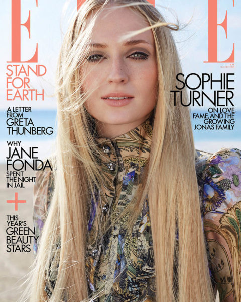 Sophie Turner covers Elle US and Elle UK April 2020 by Arthur Elgort