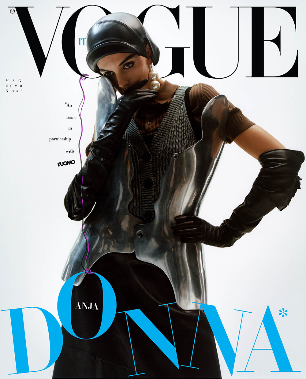 Anja Rubik covers Vogue Italia and L’Uomo Vogue May 2020 by Harley Weir