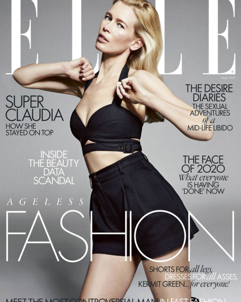 Claudia Schiffer covers Elle UK May 2020 by Sebastian Kim