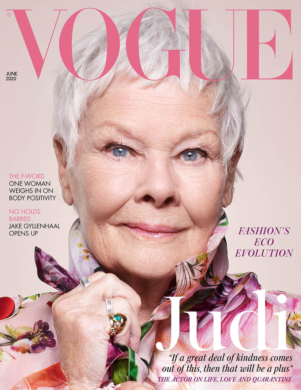Judi Dench covers British Vogue June 2020 by Nick Knight