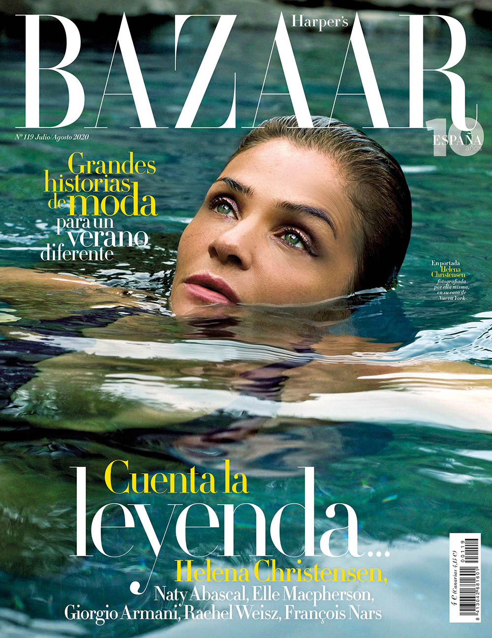 Helena Christensen covers Harper’s Bazaar Spain July August 2020 by Helena Christensen