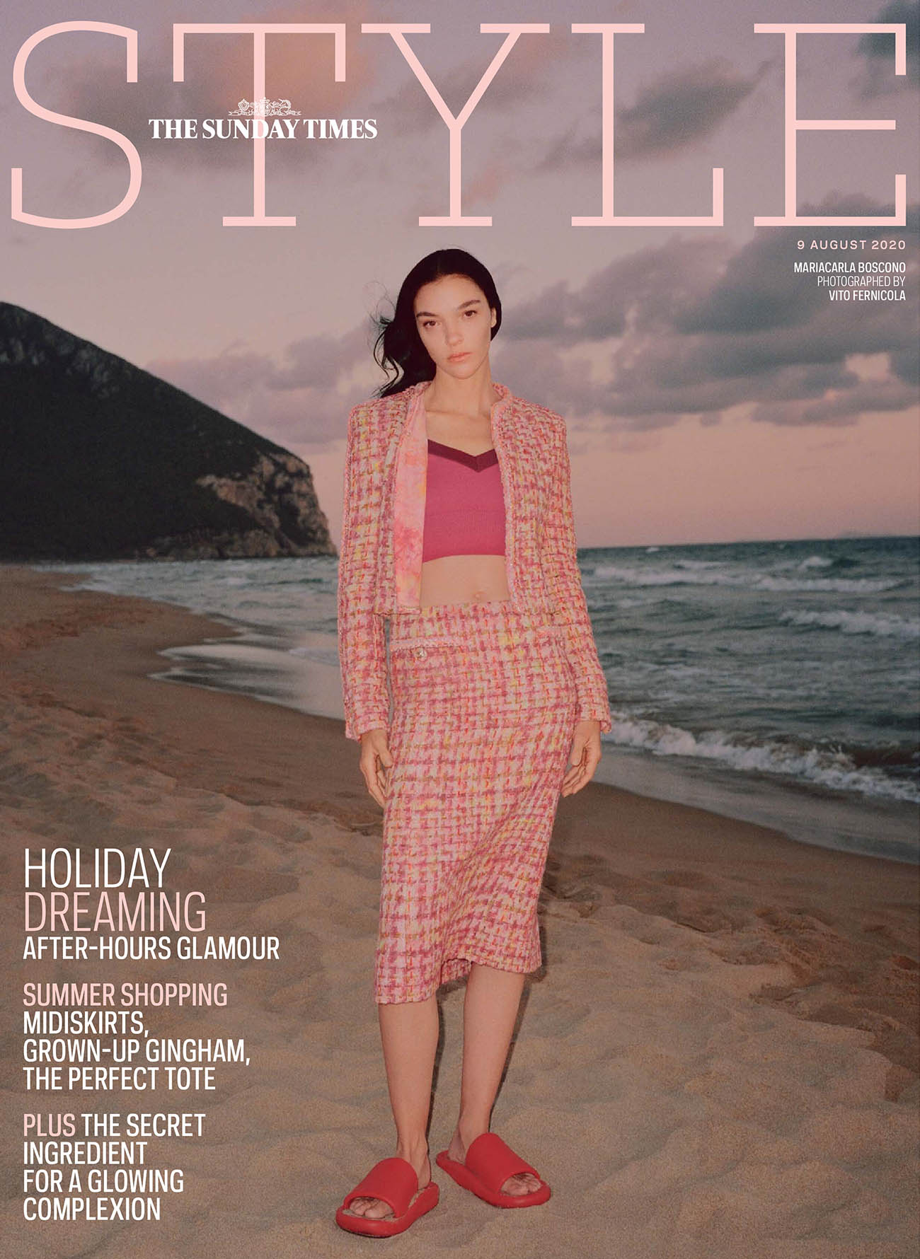 Mariacarla Boscono covers The Sunday Times Style August 9th, 2020 by Vito Fernicola