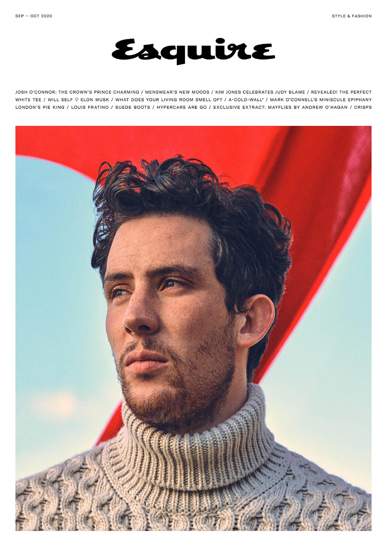 Josh O'Connor covers Esquire UK September-October 2020 by Simon Emmett