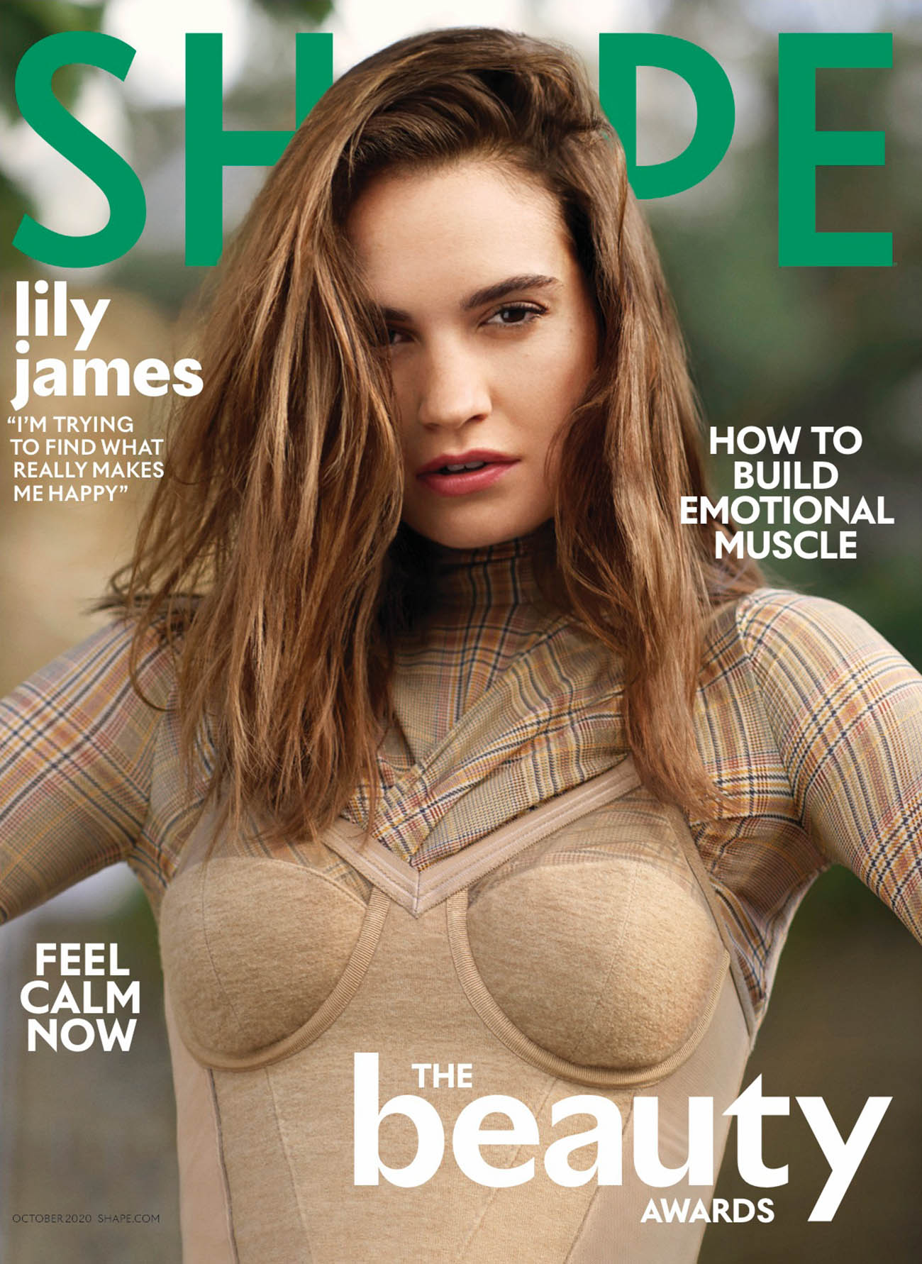 Lily James covers Shape Magazine October 2020 by Jason Hetherington