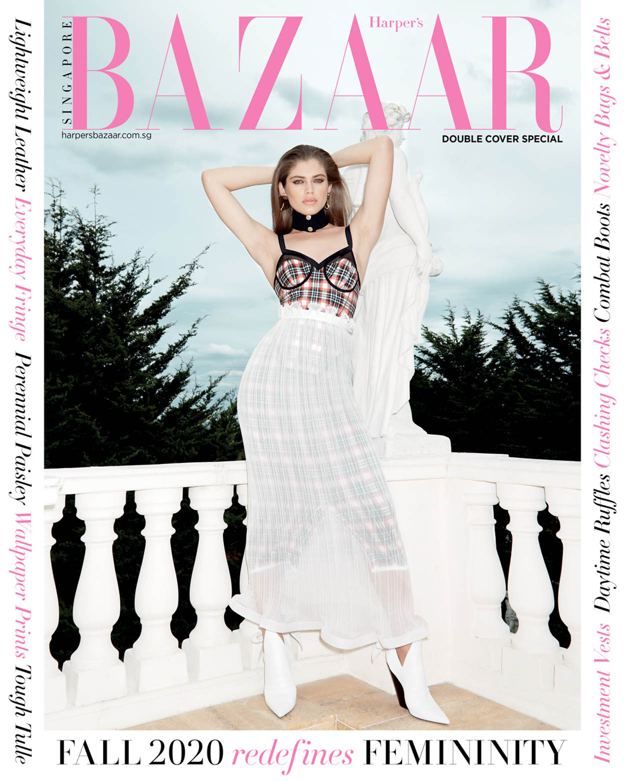 Valentina Sampaio covers Harper’s Bazaar Singapore October 2020 by Claire Rothstein
