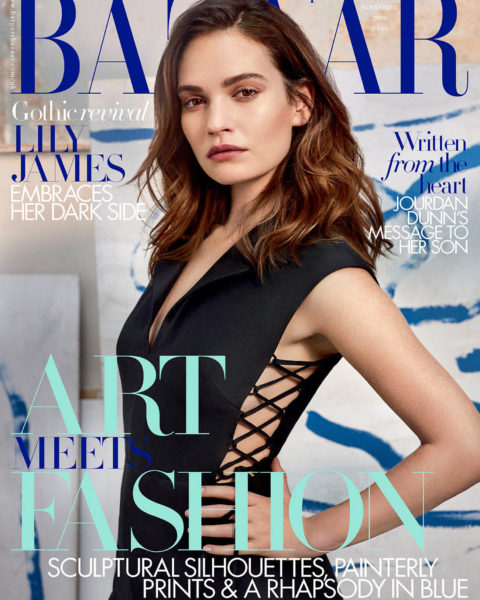Lily James covers Harper’s Bazaar UK November 2020 by Agata Pospieszynska