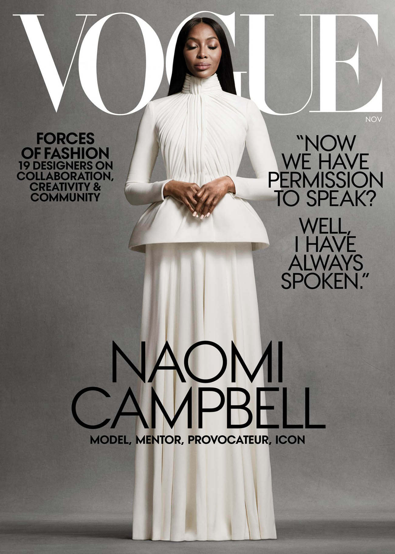 Naomi Campbell covers Vogue US November 2020 by Ethan James Green