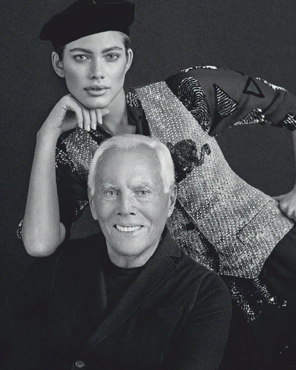 Valentina Sampaio and Giorgio Armani cover Harper’s Bazaar Spain November 2020 by Xavi Gordo